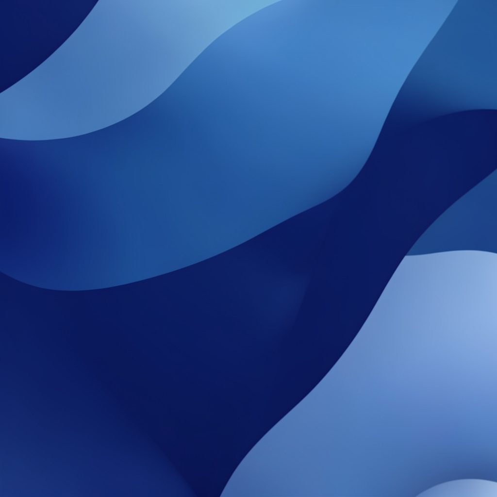 Abstract gradient composition of deep navy fading into sky blue with soft white light, suggesting a polished tech feel.