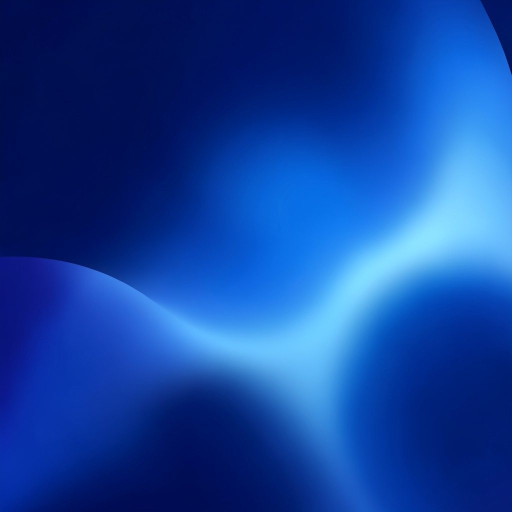 Abstract gradient in deep navy and sky blue with soft cyan light, evoking a calm mobile and connectivity mood